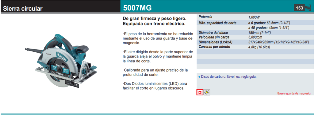 Sierra circular Makita 5007MG 7 1/4 pulgadas